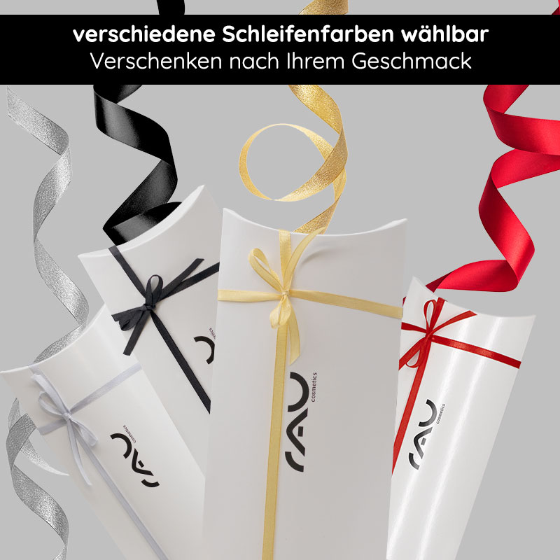 Geschenkverpackung "Kissen" mit silberner Schleife
