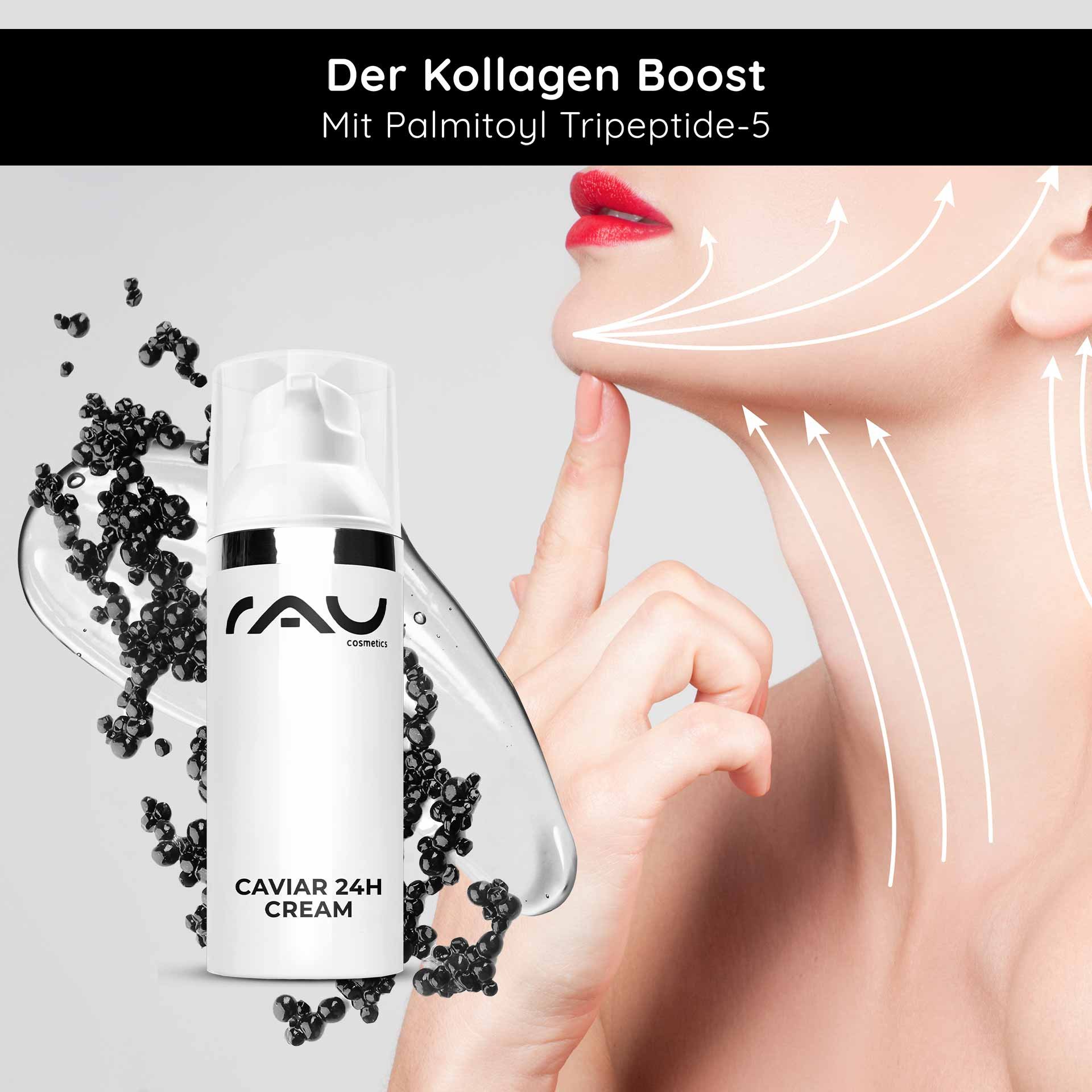 RAU Caviar 24h Cream 50 ml im luxuriösen Tiegel mit hygienischem Dosierspender für trockene Haut