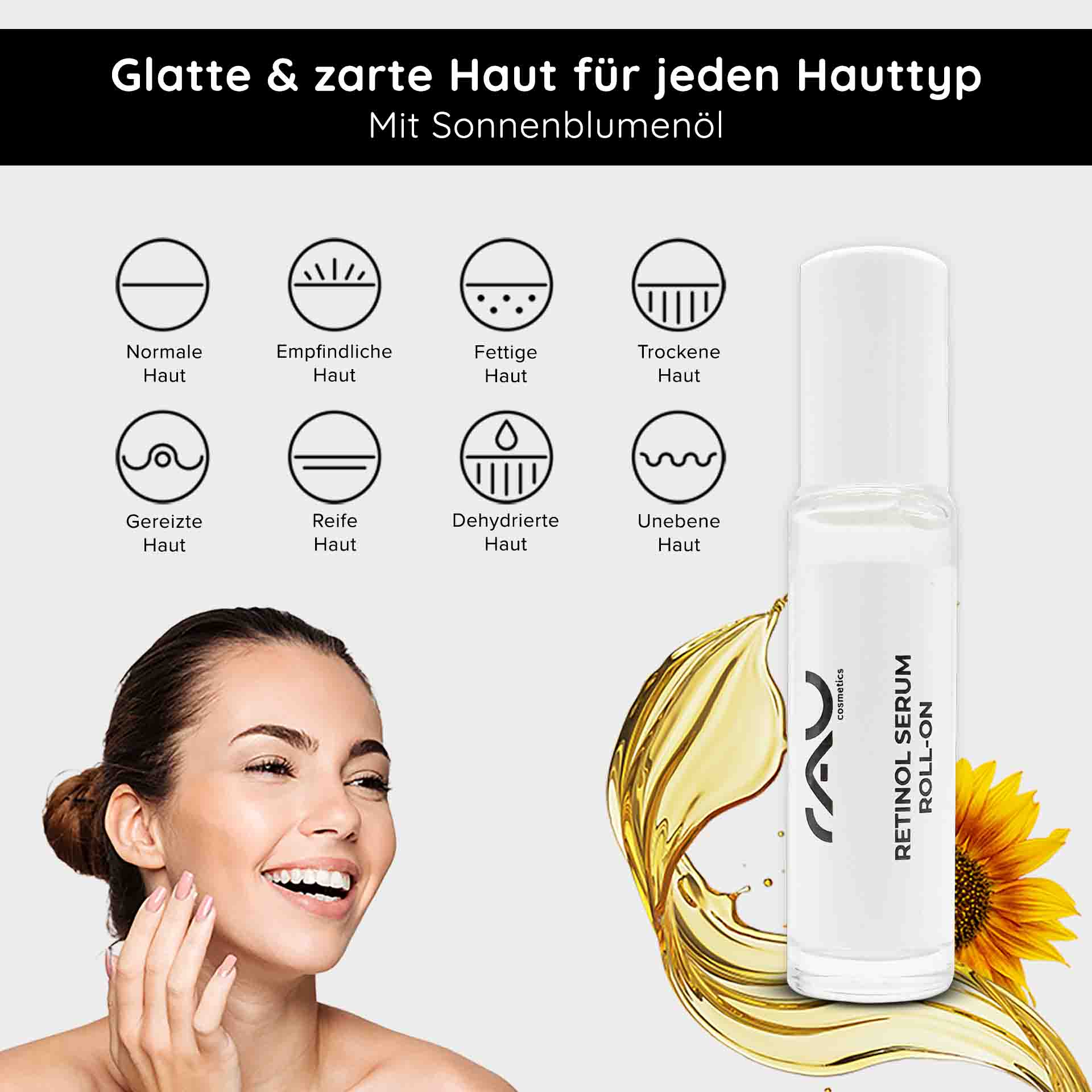 Retinol Serum Roll-On 10 ml - Vitamin A Serum für trockene und reife Haut