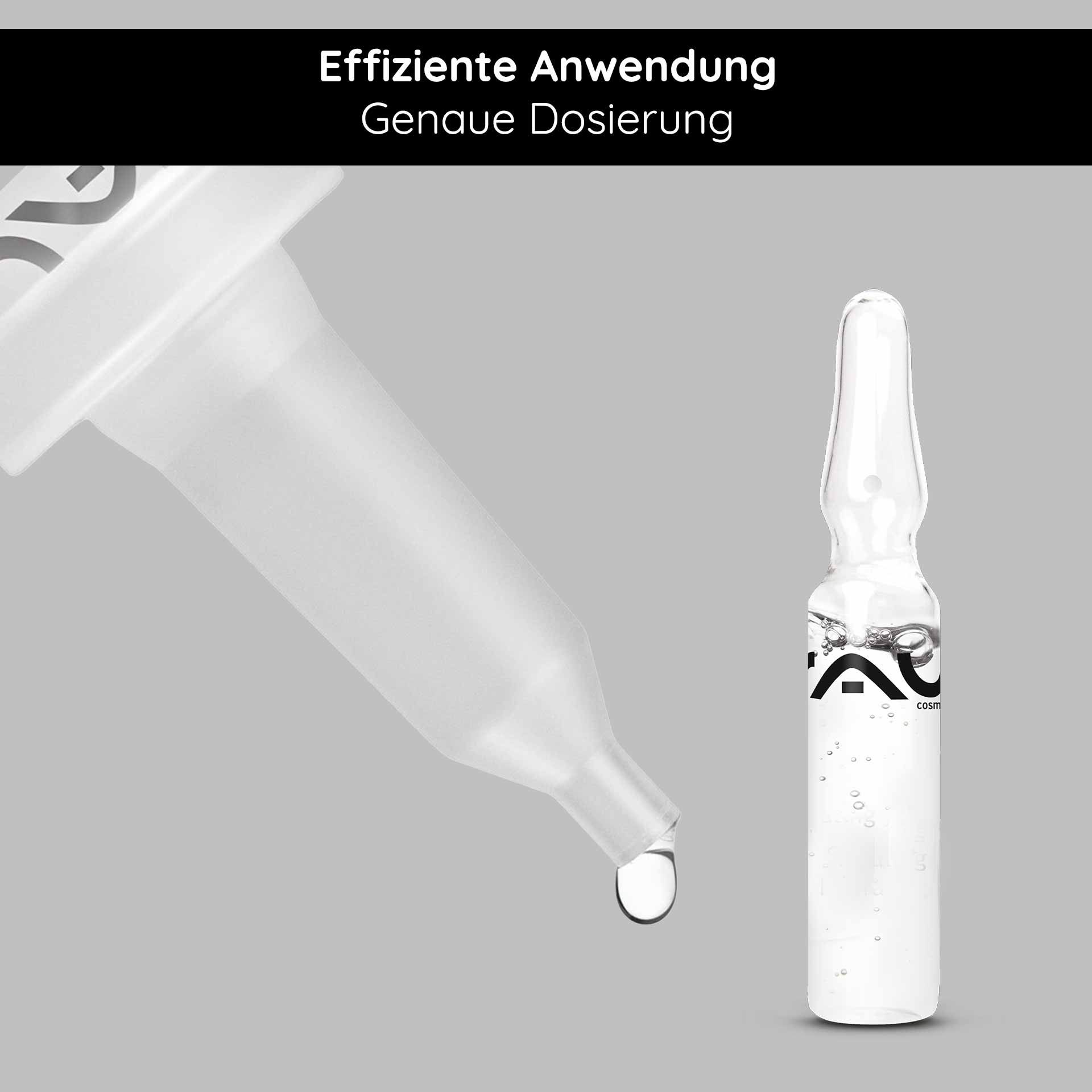 Ampullenöffner & Ampullenapplikator Set Ampullenöffner und Ampullenapplikator von RAU Cosmetics, präzise Dosierung, Tropfen aus Ampulle, effiziente Anwendung, kosmetische Hautpflege.