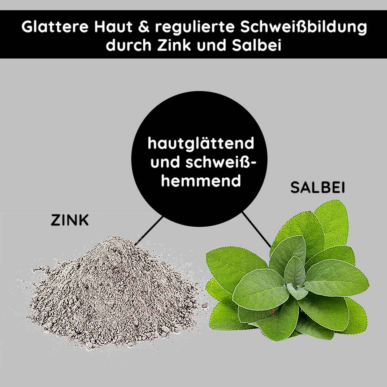 Mineral Mask 200 ml Mattierende Gesichtsmaske Glattere Haut und regulierte Schweißbildung durch Zink und Salbei, mit Text "hautglättend und schweißhemmend".