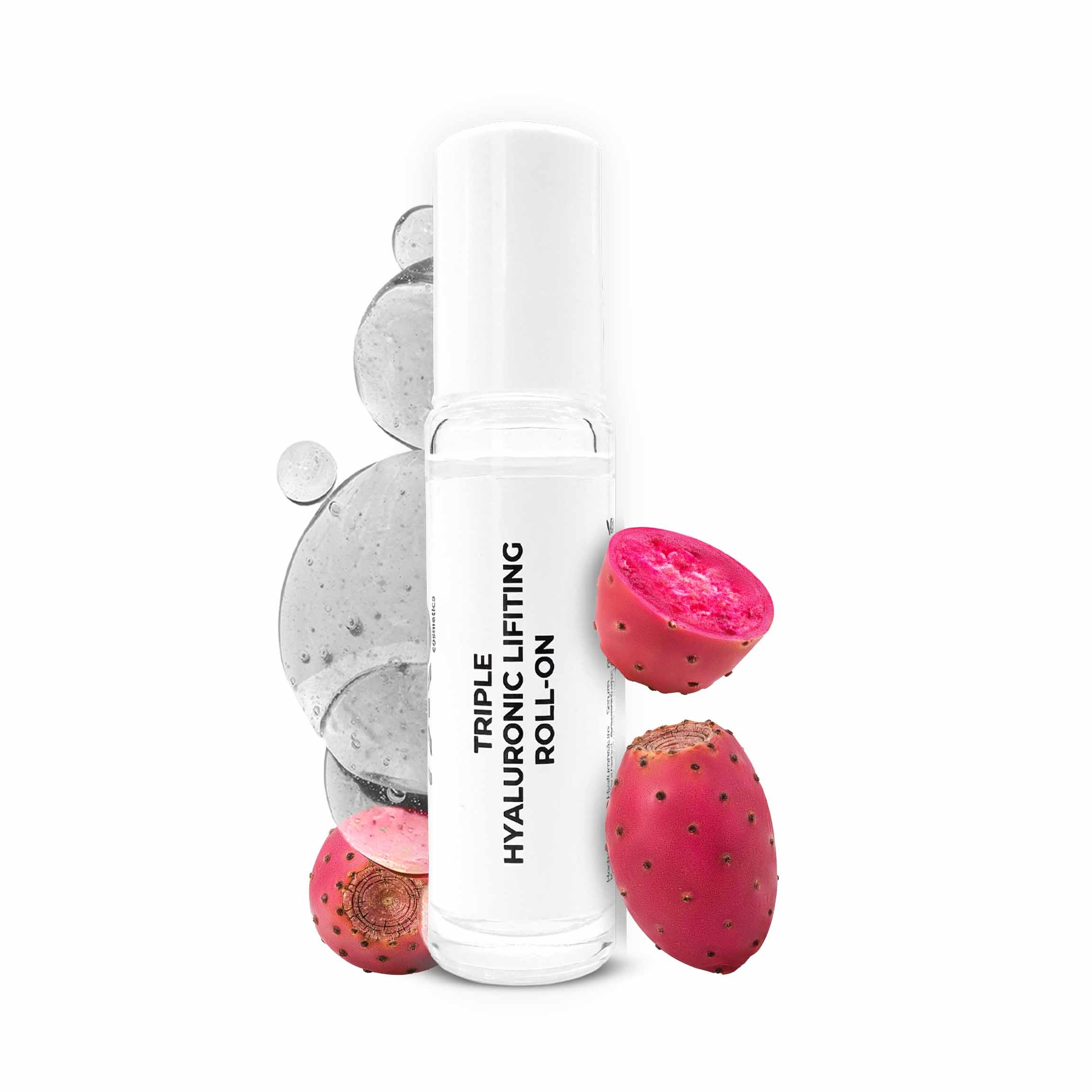 Dreifach-Hyaluron-Lifting-Roll-On-Serum mit Kaktusfruchtextrakt und Hyaluronsäure, entwickelt für tiefe Feuchtigkeitsversorgung und Anti-Aging-Vorteile.