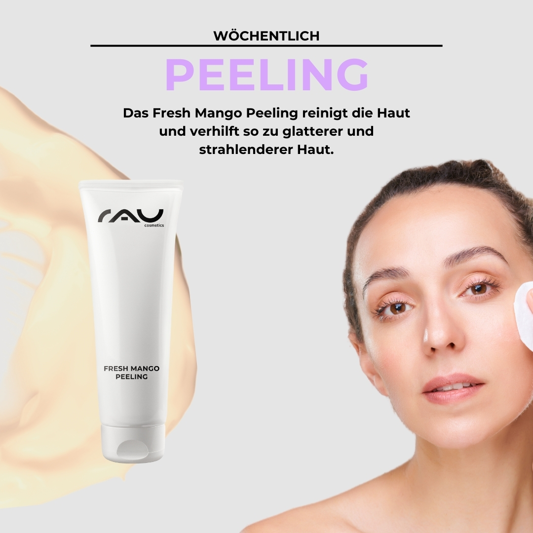 Profi Pflegeroutine für trockene Haut RAU Cosmetics Profi-Pflegeroutine für trockene Haut – Enzympeeling mit Shea Butter und Squalane für sanfte Zellerneuerung und Feuchtigkeitsversorgung.