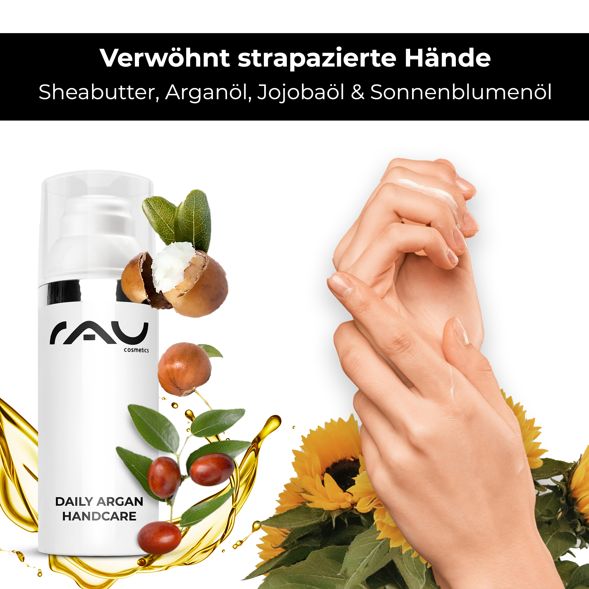 RAU Daily Argan Hand Care 50 ml - pflegende Handcreme für beanspruchte & trockene Hände